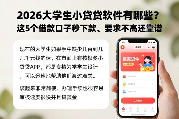 2026大学生小额贷款软件有哪些？这5个借款口子秒下款、要求不高还靠谱