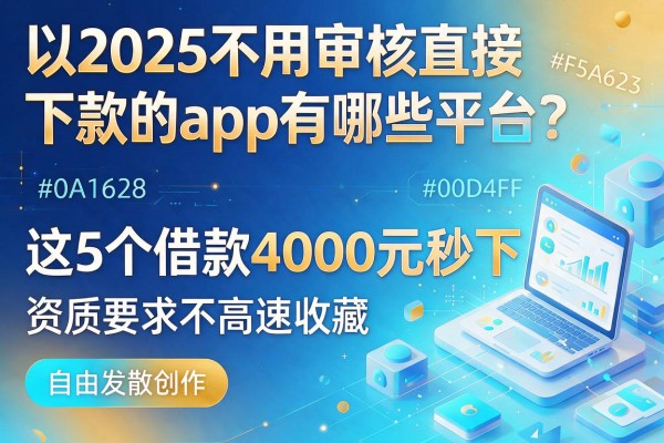 2025不用审核直接下款的app有哪些平台？这5个借款4000元秒下、资质要求不高速收藏防丢