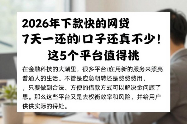 2026年下款快的网贷7天一还的口子还真不少!这5个平台值得挑