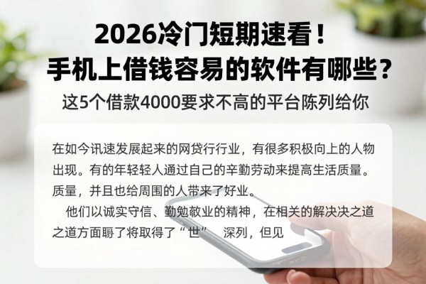 2026冷门短期速看!手机上借钱容易的软件有哪些?这5个借款4000要求不高的平台陈列给你