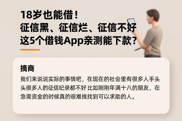 18岁也能借!征信黑、征信烂、征信不好急需2000?这5个借钱App亲测能下款