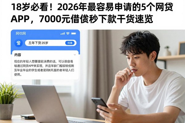 18岁必看!2026年最容易申请的5个网贷APP,7000元借款秒下款干货速览