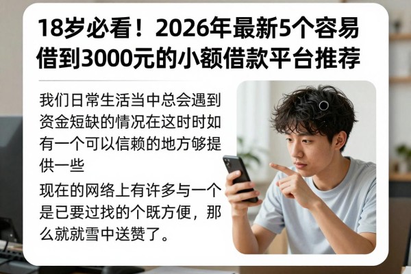 18岁必看!2026年最新5个容易借到3000元的小额借款平台推荐