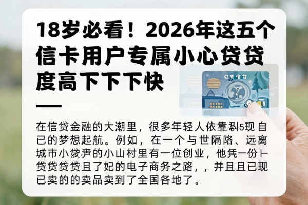 18岁必看!2026年这五个信用卡用户专属小额贷款平台,额度高下款快