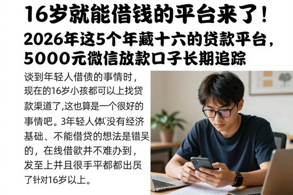 16岁就能借钱的平台来了!2026年这5个年满十六的贷款平台,5000元微信放款口子长期追踪