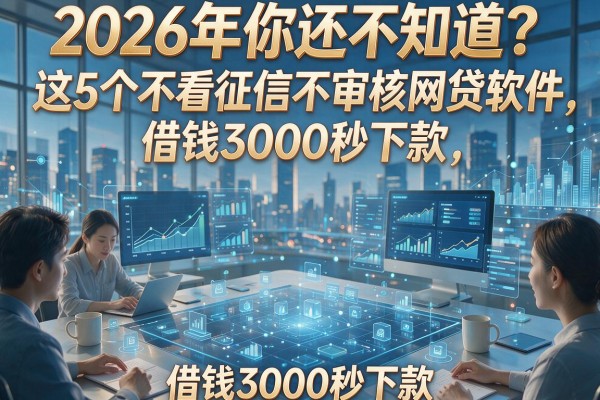 2026年你还不知道？这5个不看征信不审核的网贷软件，借钱3000秒下款！