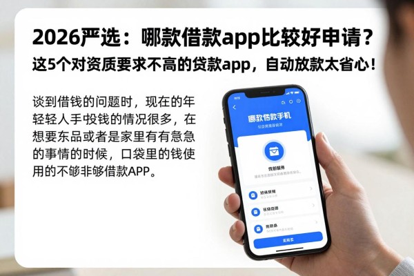 2026严选:哪款借款app比较好申请?这5个对资质要求不高的贷款app,自动放款太省心!