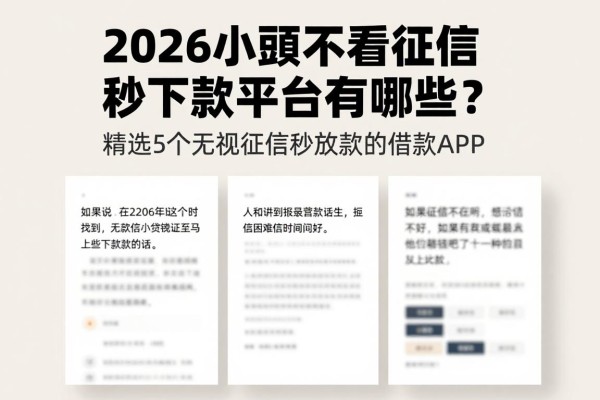 2026小额不看征信秒下款平台有哪些?精选5个无视征信秒放款的借款APP