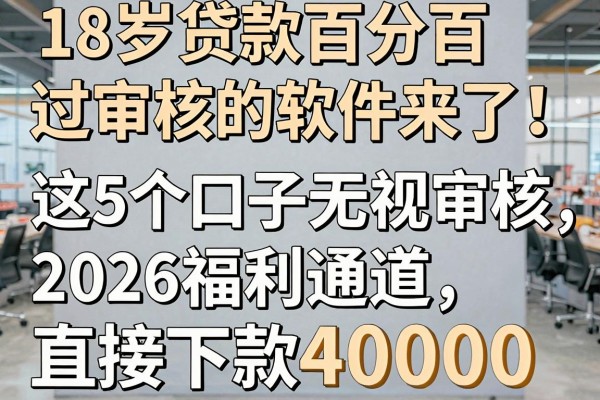 18岁贷款百分百过审核的软件来了!这5个口子无视审核,2026福利通道直接下款40000