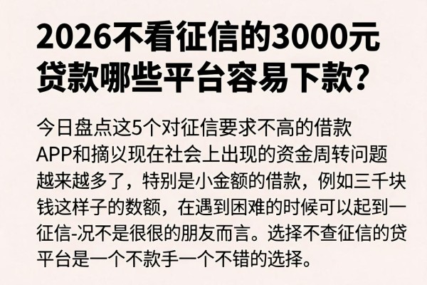 2026不看征信的3000元贷款哪些平台容易下款?今日盘点这5个对征信要求不高的借款APP