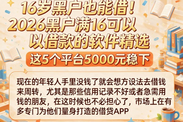 16岁黑户也能借！2026黑户满16可以借款的软件精选，这5个平台5000元稳下