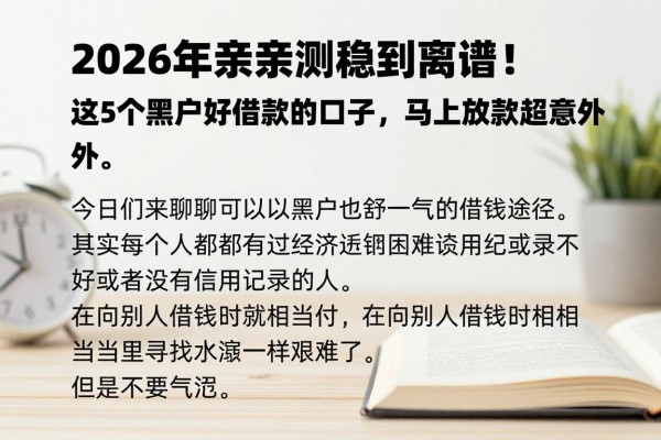 2026年亲测稳到离谱!这5个黑户好借款的口子,马上放款超意外