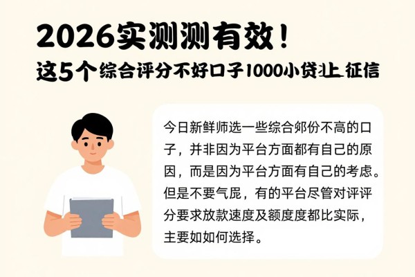 2026实测有效！这5个综合评分不好的口子1000小贷不上征信，今日新鲜筛选
