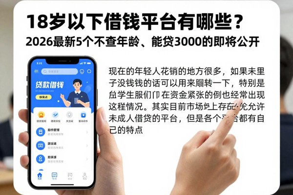 18岁以下借钱平台有哪些?2026最新5个不查年龄、能贷3000的APP即将公开