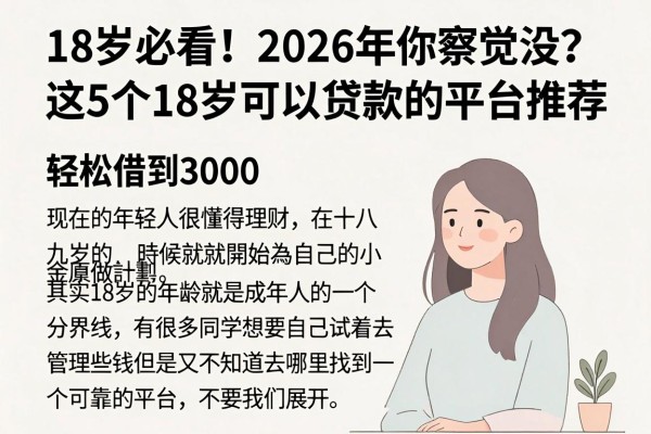 18岁必看！2026年你察觉没？这5个18岁可以贷款的平台推荐，轻松借到3000