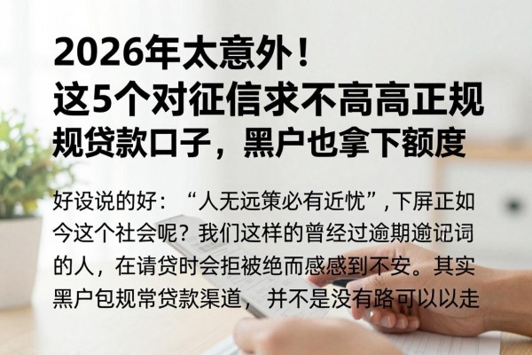 2026年太意外!这5个对征信要求不高的正规贷款口子,黑户也能拿下额度