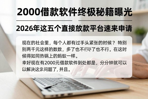 2000借款软件终极秘籍曝光!2026年这五个直接放款平台速来申请