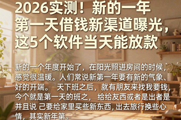2026实测!新的一年第一天借钱新渠道曝光,这5个软件当天能放款