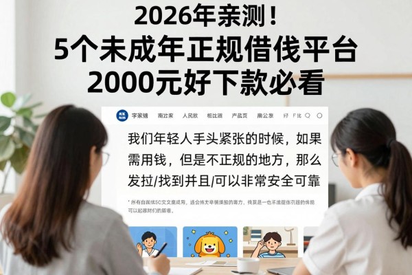 2026年亲测!5个未成年正规借钱平台,2000元好下款必看