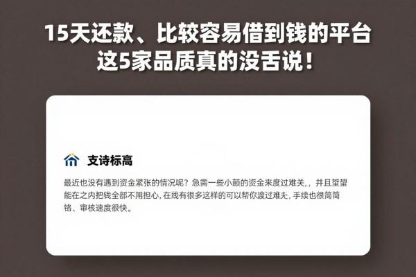 15天还款、比较容易借到钱的平台,这5家品质真的没话说!