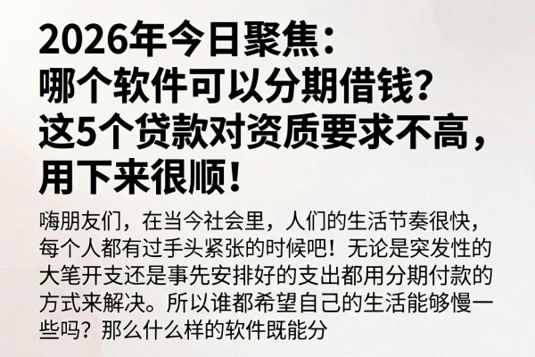 2026年今日聚焦:哪个软件可以分期借钱?这5个贷款对资质要求不高,用下来很顺!