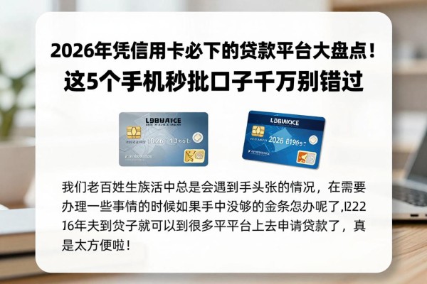 2026年凭信用卡必下的贷款平台大盘点！这5个手机秒批口子千万别错过