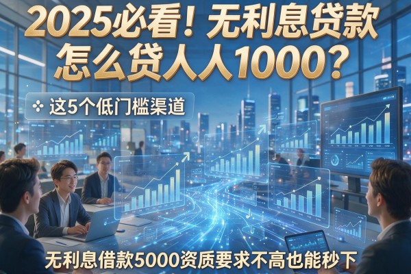 2025必看！无利息贷款怎么贷人人1000？这5个低门槛渠道，无利息借款5000资质要求不高也能秒下