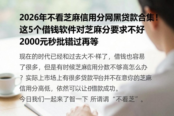 2026年不看芝麻信用分网黑贷款合集!这5个借钱软件对芝麻分要求不高,2000元秒批错过再等
