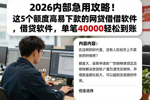 2026内部急用攻略!这5个额度高易下款的网贷借钱软件,单笔40000轻松到账