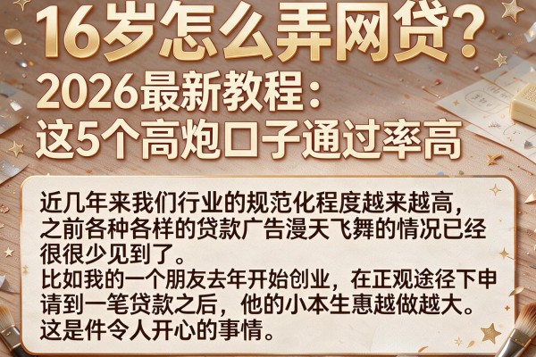 16岁怎么弄网贷？2026最新教程：这5个高炮口子通过率高