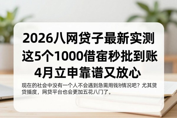 2026八月网贷口子最新实测!这5个1000借款秒批到账,4月立申靠谱又放心