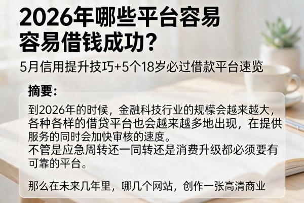 2026年哪些平台容易借钱成功？5月信用提升技巧+5个18岁必过借款平台速览