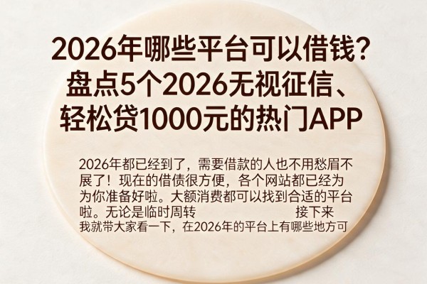 2026年哪些平台可以借钱？盘点5个2026无视征信、轻松贷1000元的热门APP