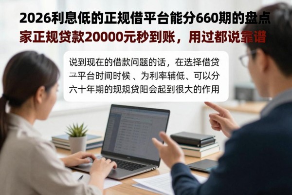 2026利息低的正规借钱平台能分60期的盘点,家正规贷款20000元秒到账,用过都说靠谱