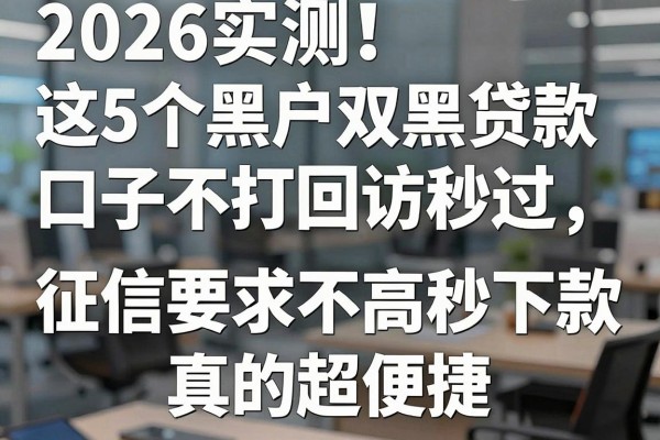 2026实测!这5个黑户双黑贷款口子不打回访秒过,征信要求不高秒下款真的超便捷