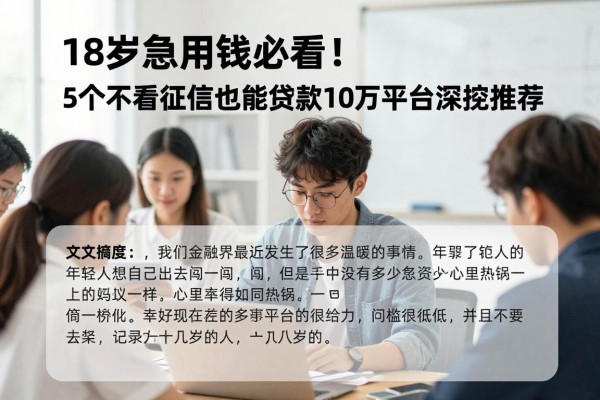 18岁急用钱必看!5个不看征信也能贷款10万的平台深挖推荐