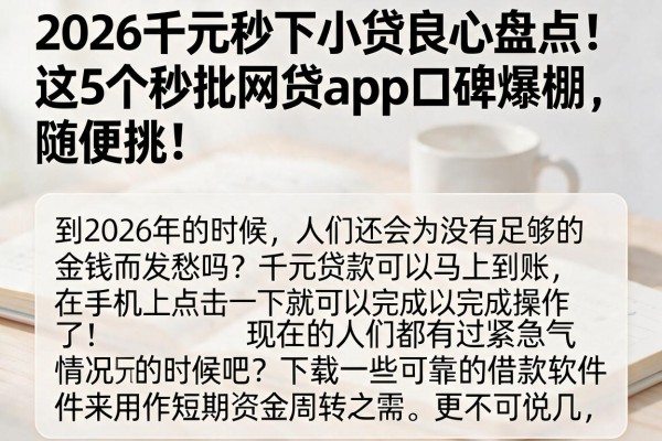 2026千元秒下小贷良心盘点！这5个秒批网贷App口碑爆棚，随便挑！