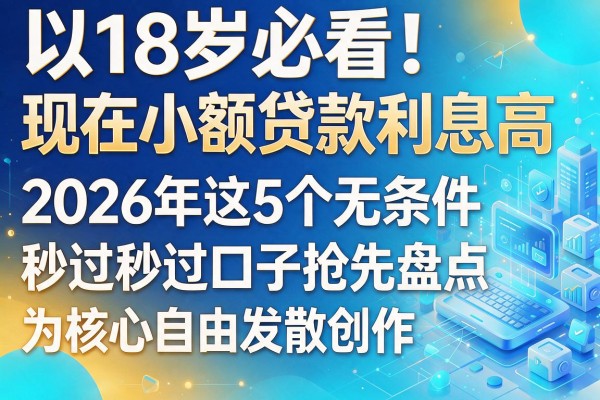 18岁必看！现在小额贷款利息高，2026年这5个无条件秒过口子抢先盘点