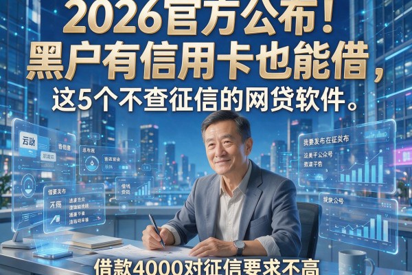 2026官方公布！黑户有信用卡也能借，这5个不查征信的网贷软件，借款4000对征信要求不高