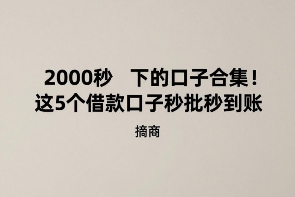 2000秒下的口子合集!这5个借款口子秒批秒到账