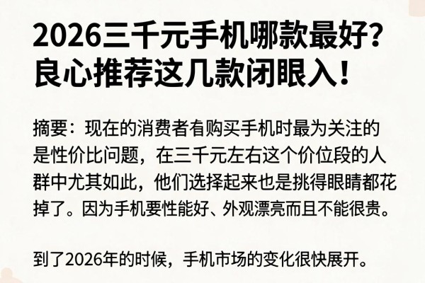 2026三千元手机哪款最好?良心推荐这几款闭眼入!