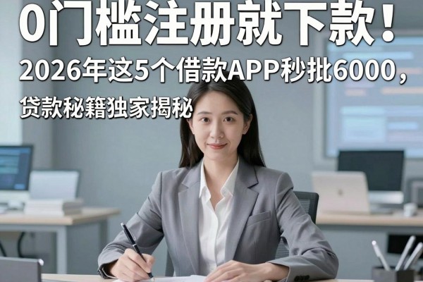 0门槛注册就下款!2026年这5个借款APP秒批6000,贷款秘籍独家揭秘