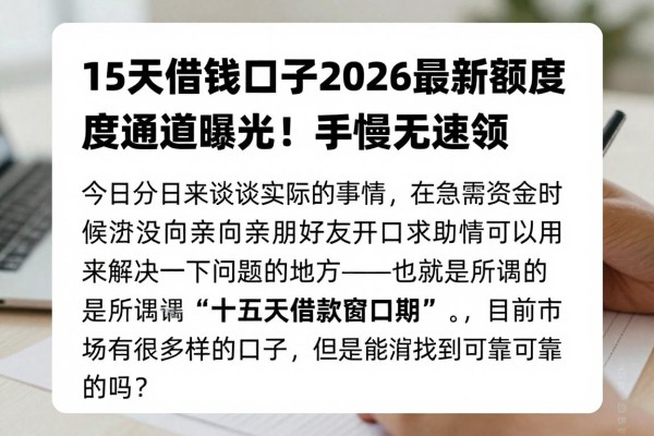 15天借钱口子2026最新额度通道曝光!手慢无速领
