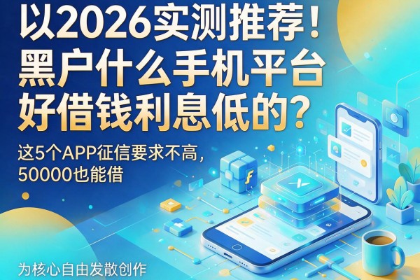 2026实测推荐！黑户什么手机平台好借钱利息低的？这5个APP征信要求不高，50000也能借
