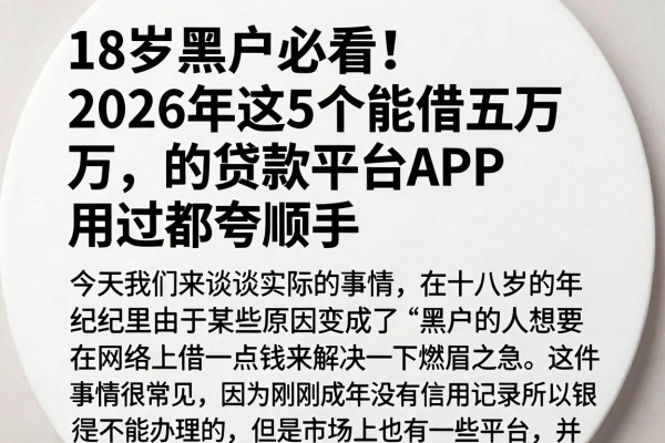 18岁黑户必看!2026年这5个能借五万的贷款平台APP,用过都夸顺手