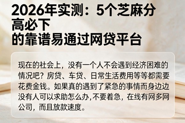 2026年实测：5个芝麻分高必下的靠谱易通过网贷平台