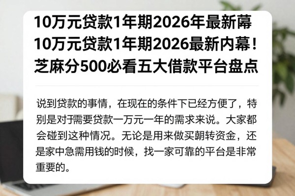 10万元贷款1年期2026年最新内幕!芝麻分500必看五大借款平台盘点