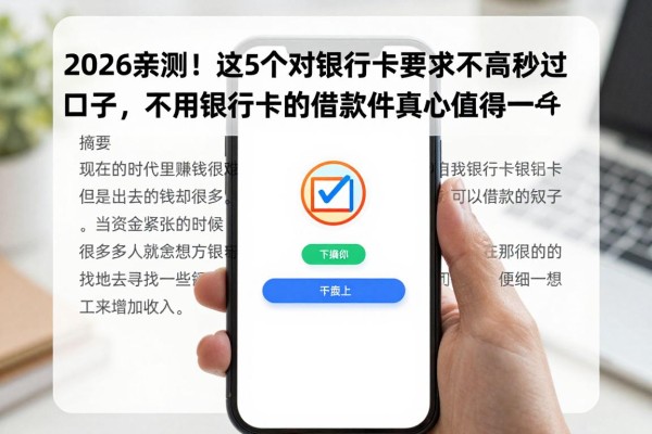 2026亲测！这5个对银行卡要求不高的秒过口子，不用银行卡的借款软件真心值得一试