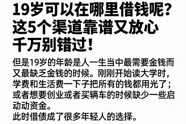 19岁可以在哪里借钱呢?这5个渠道靠谱又放心,千万别错过!