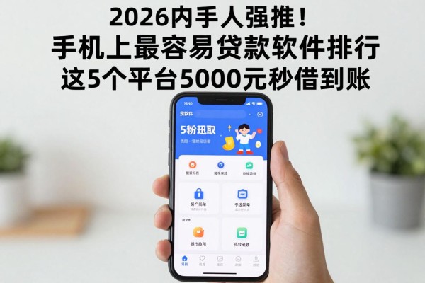 2026内行人强推！手机上最容易贷款软件排行，这5个平台5000元秒借到账